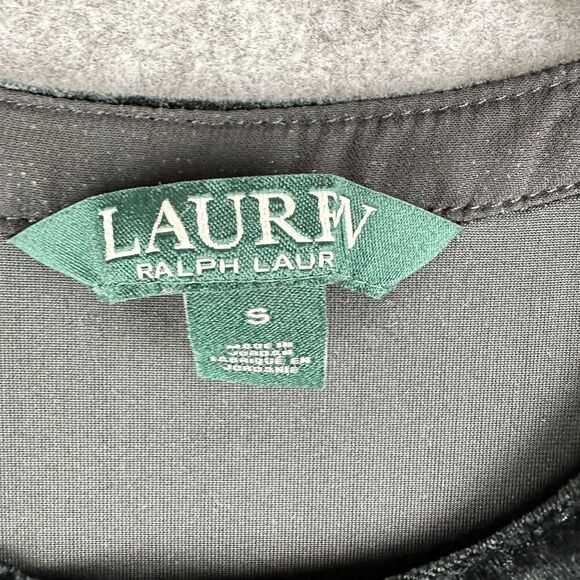 Lauren Ralph Lauren LRL Tunic Top Womens S Black Velvet Pullover Preppy Goth - Picture 12 of 12